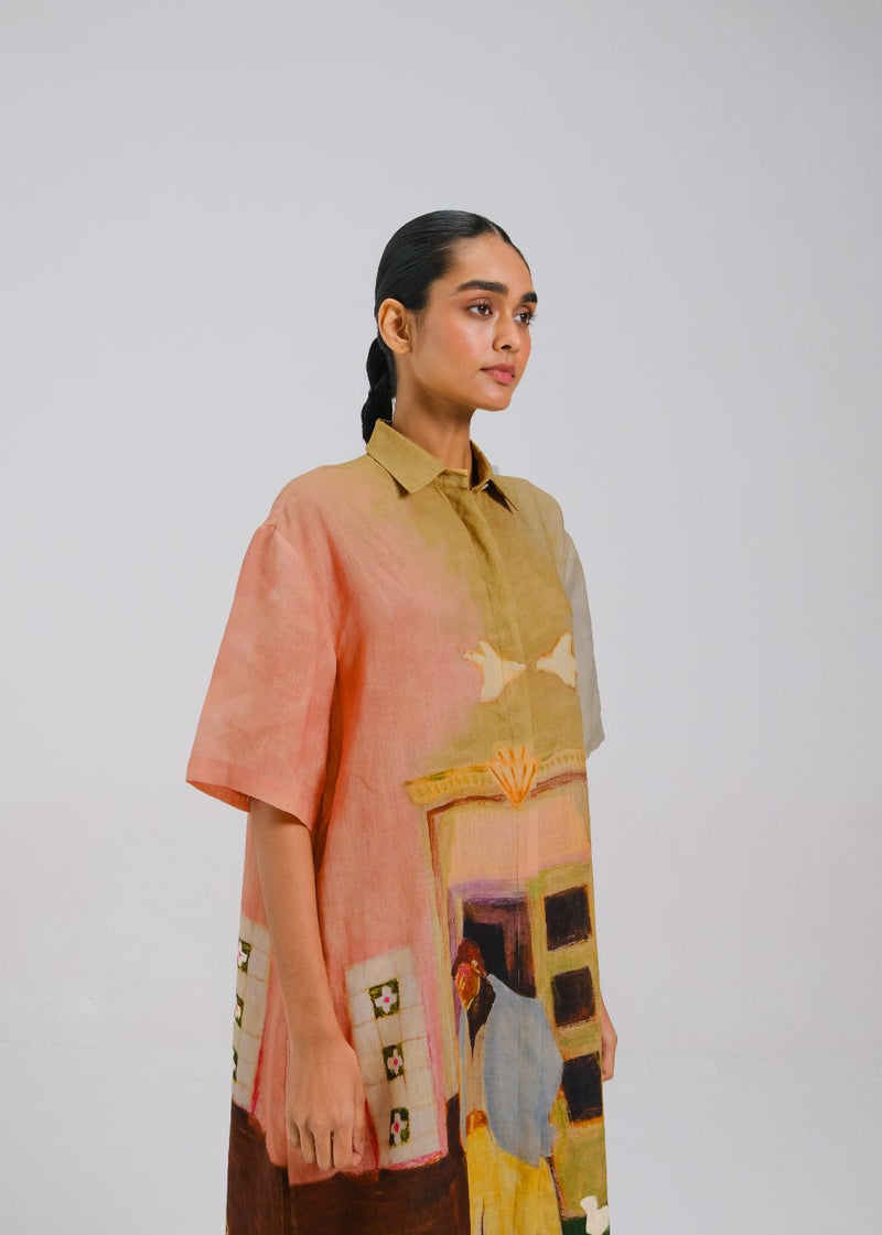 AVA DRESS - MORNING COFFEE all linen by CORD for women Worldwide
