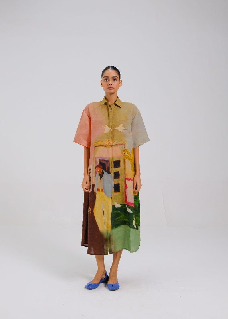 AVA DRESS - MORNING COFFEE all linen by CORD for women Worldwide