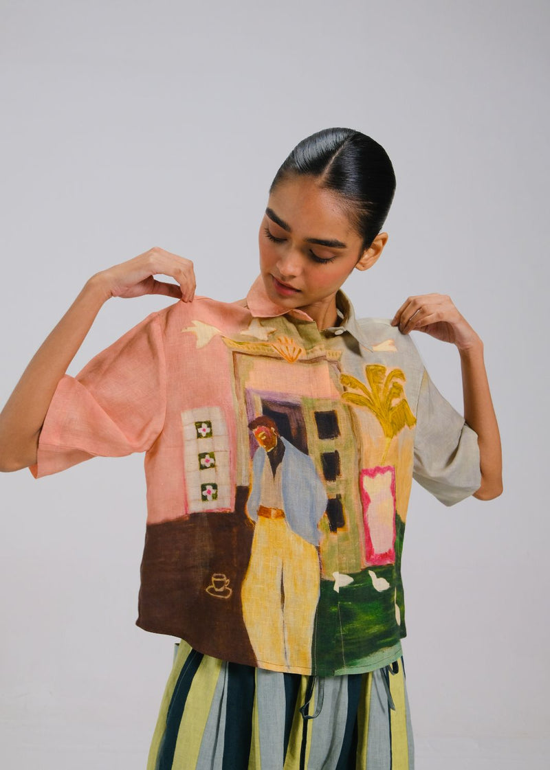 AVA SHIRT - MORNING COFFEE all linen by CORD for women Worldwide