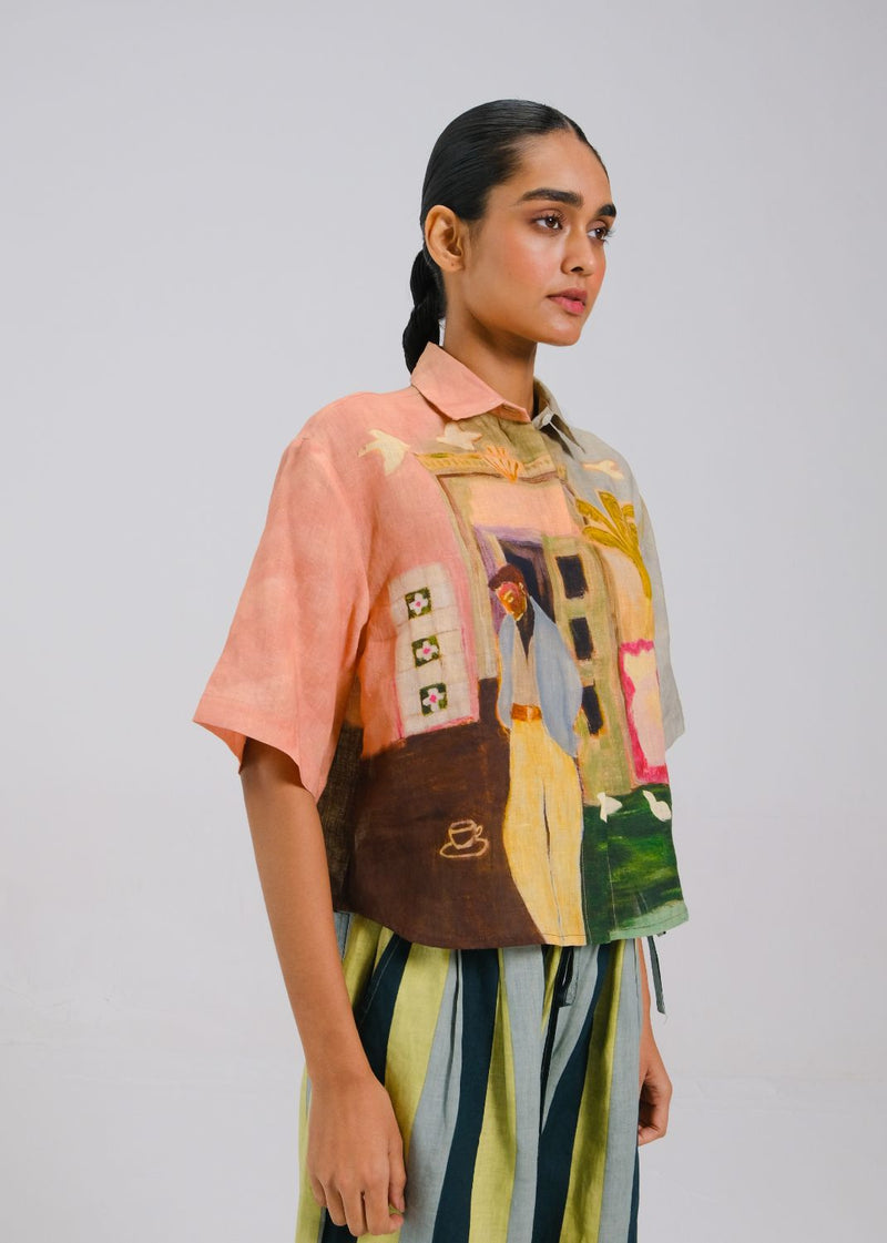AVA SHIRT - MORNING COFFEE all linen by CORD for women Worldwide