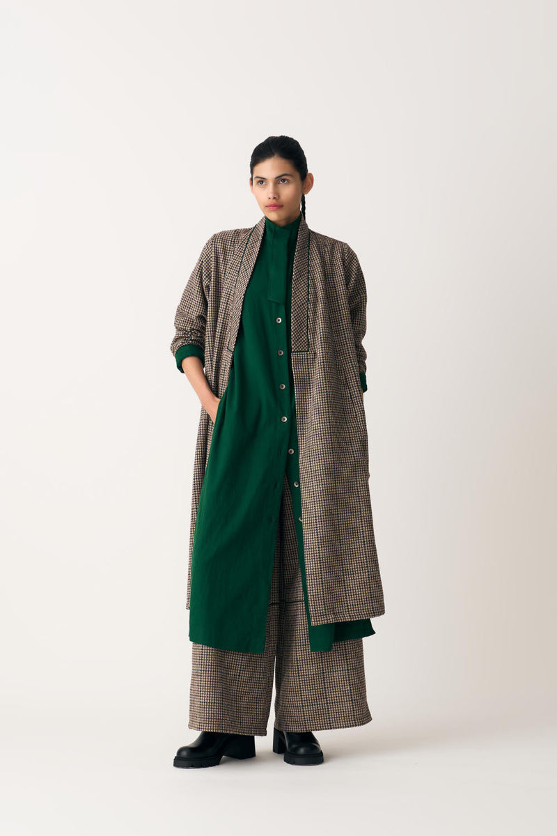 FLAP PLACKET TUNIC - EMERALD cotton by THREE in green color for women Worldwide