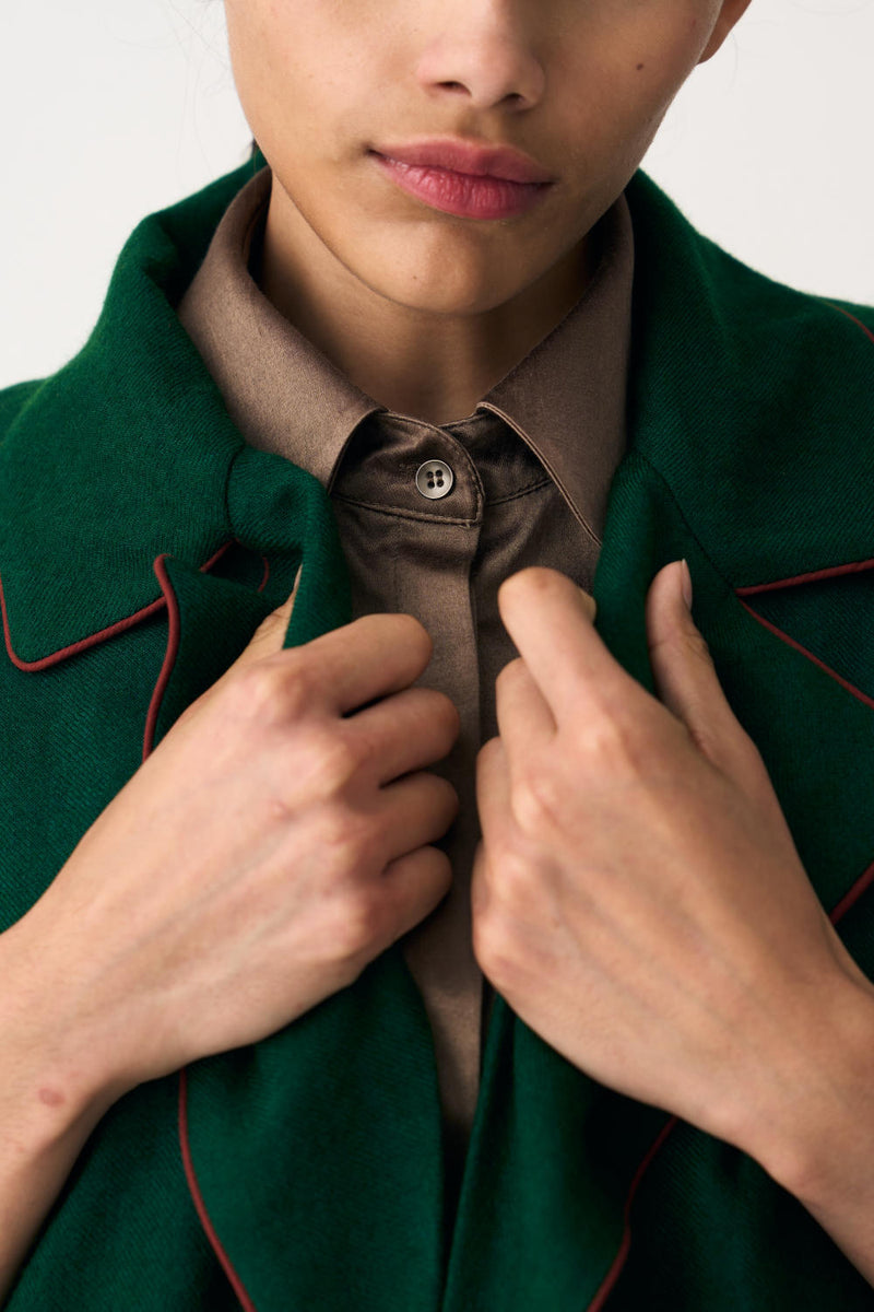 EVERYDAY U-HEM SHIRT - UMBER satin by THREE in brown color for women Worldwide
