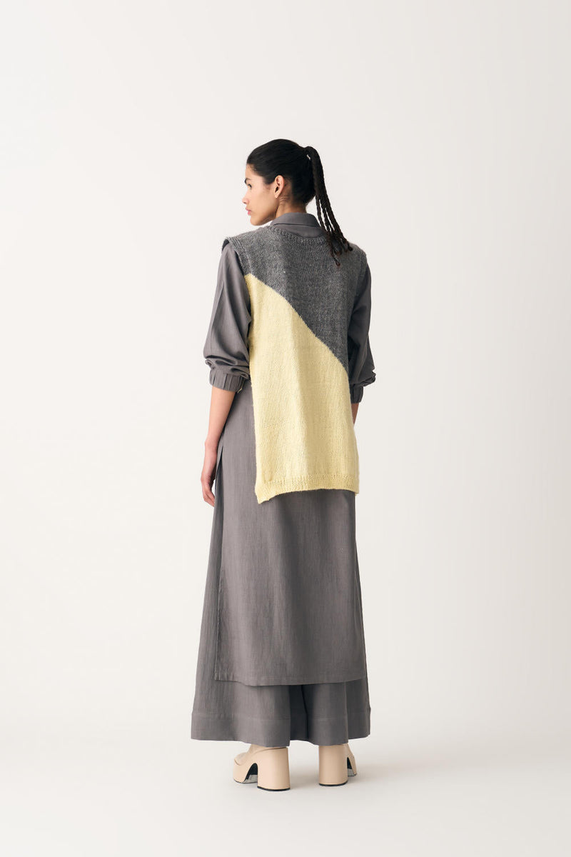 COLLARED NECK TUNIC - GREY by THREE in grey color for women Worldwide