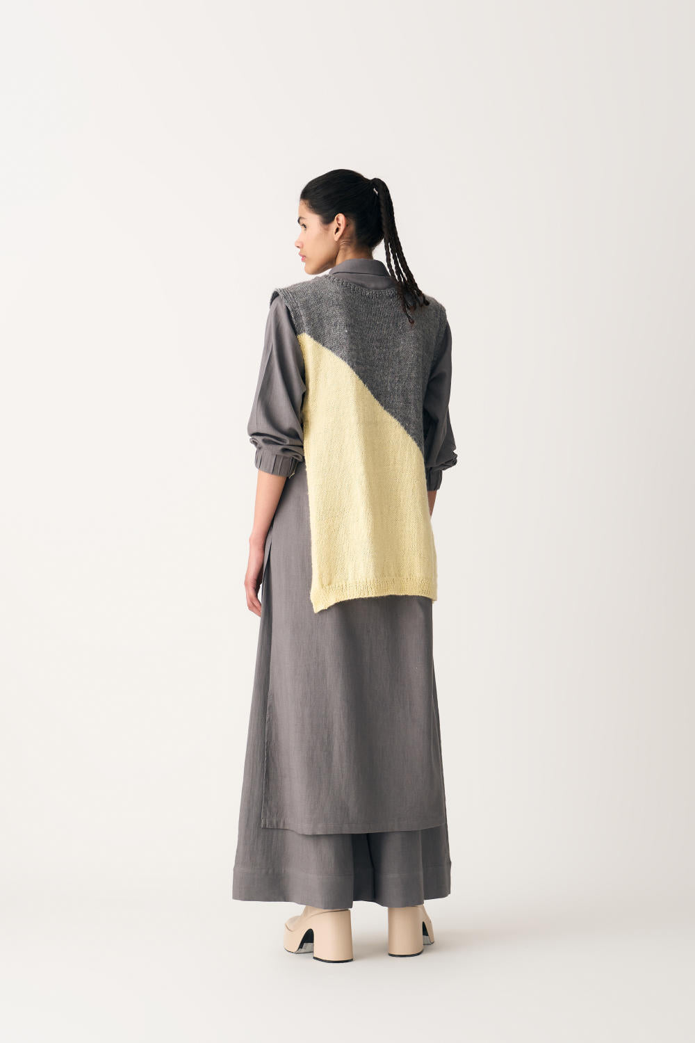 COLLARED NECK TUNIC - GREY