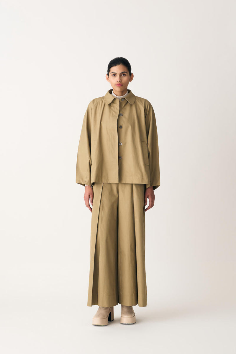 INVERTED BOX PLEAT BOTTOM - AUTUMN SAGE by THREE in beige color for women Worldwide