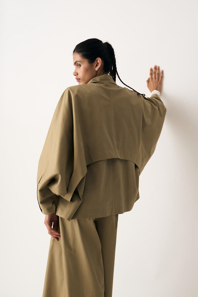 BAT SLEEVE JACKET - AUTUMN SAGE by THREE in brown color for women Worldwide