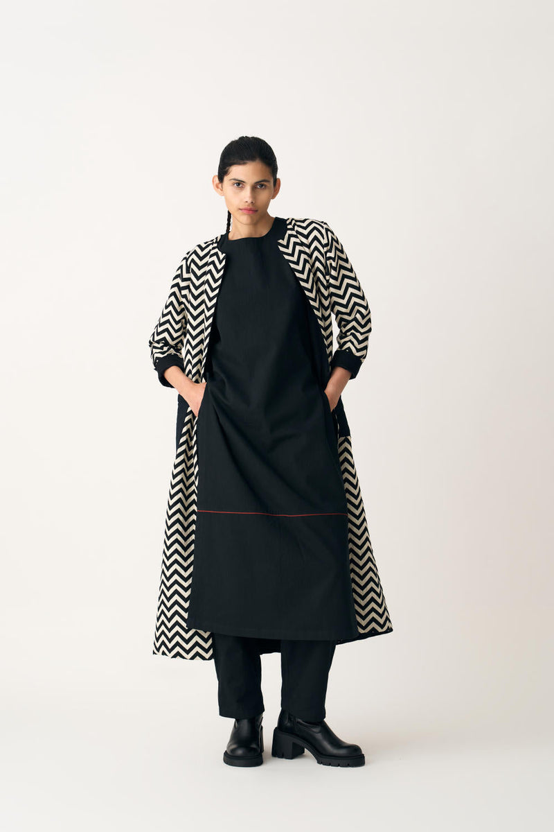 ROUND NECK TUNIC - BLACK cotton by THREE in black color for women Worldwide