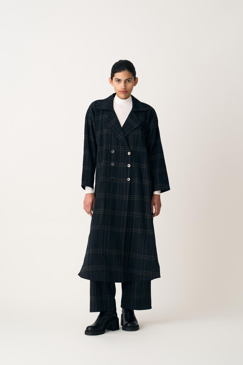 OVERLAP KAFTAN - BLACK CHECK