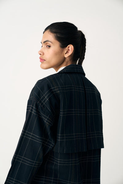 OVERLAP KAFTAN - BLACK CHECK