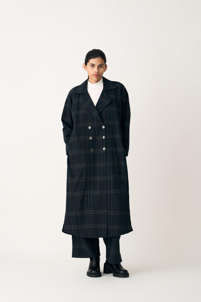 OVERLAP KAFTAN - BLACK CHECK