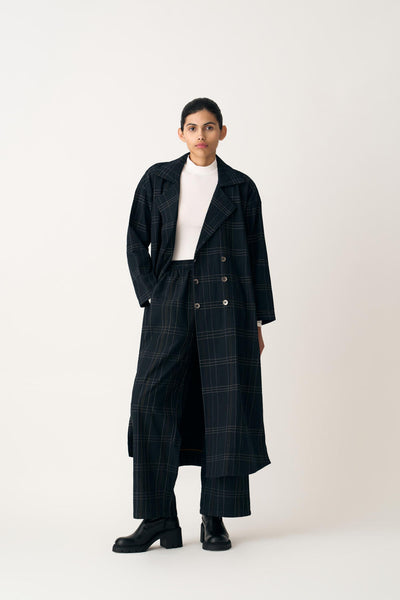 OVERLAP KAFTAN - BLACK CHECK