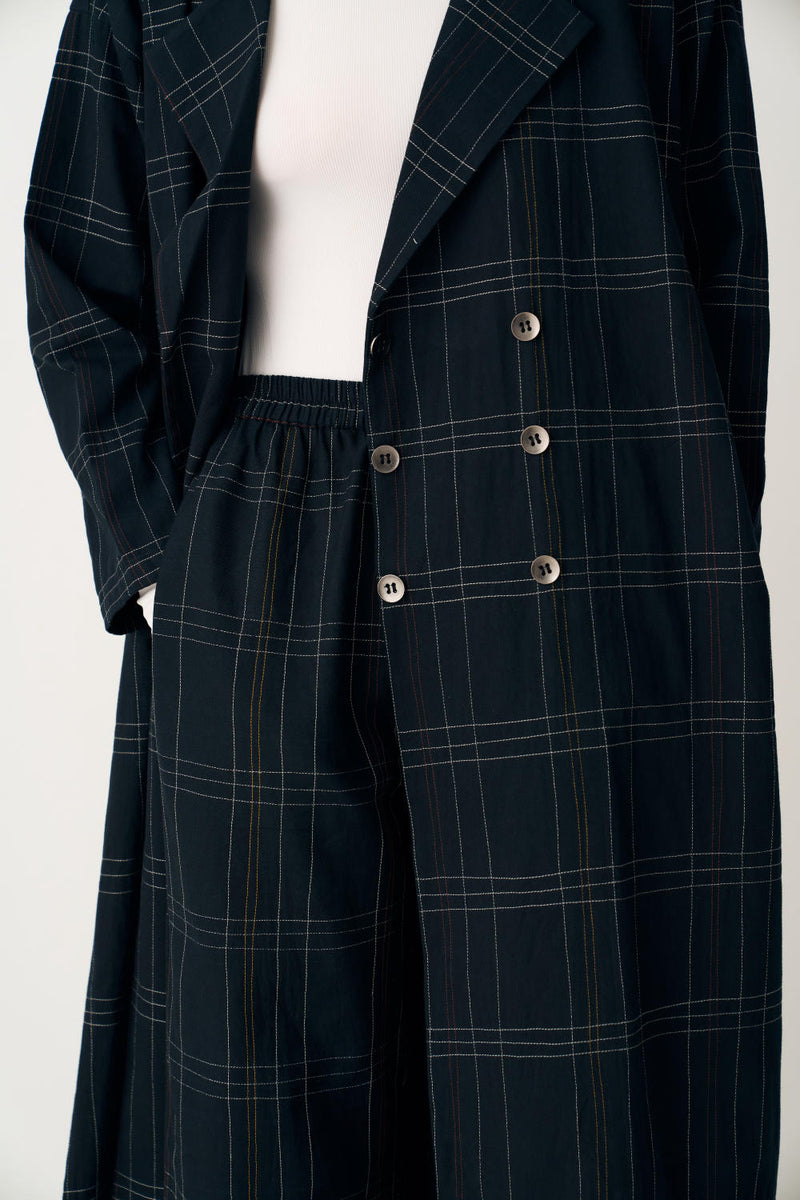 OVERLAP KAFTAN - BLACK CHECK cotton by THREE in black color for women Worldwide