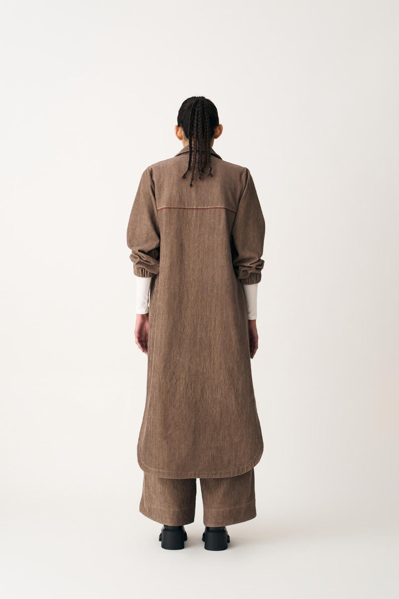 EVERYDAY U-HEM SHIRT CO-ORD (SET OF 2) corduroy by THREE in brown color for women Worldwide