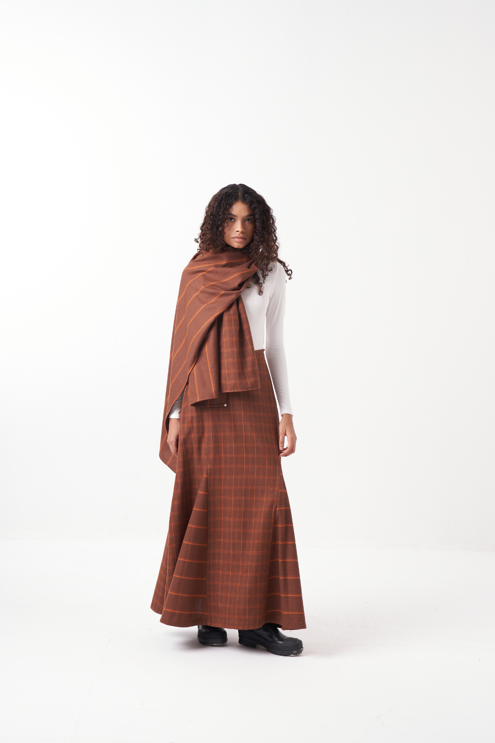 CIRCULAR SKIRT-CHOCOLATE BROWN