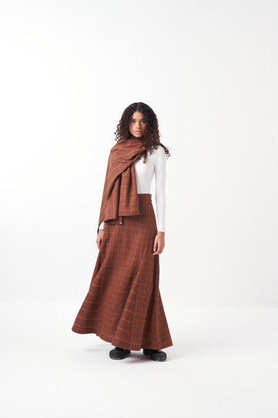 PANELED SCARF-BROWN