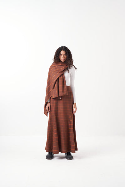 PANELED SCARF-BROWN