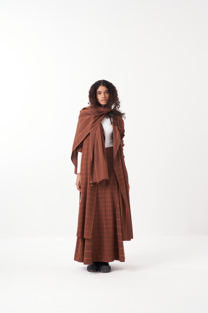 REVERSIBLE JACKET CO-ORD (SET OF 3)-CHOCOLATE BROWN by THREE in brown color for women Worldwide