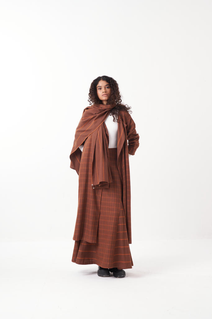REVERSIBLE JACKET CO-ORD (SET OF 3)-CHOCOLATE BROWN by THREE in brown color for women Worldwide