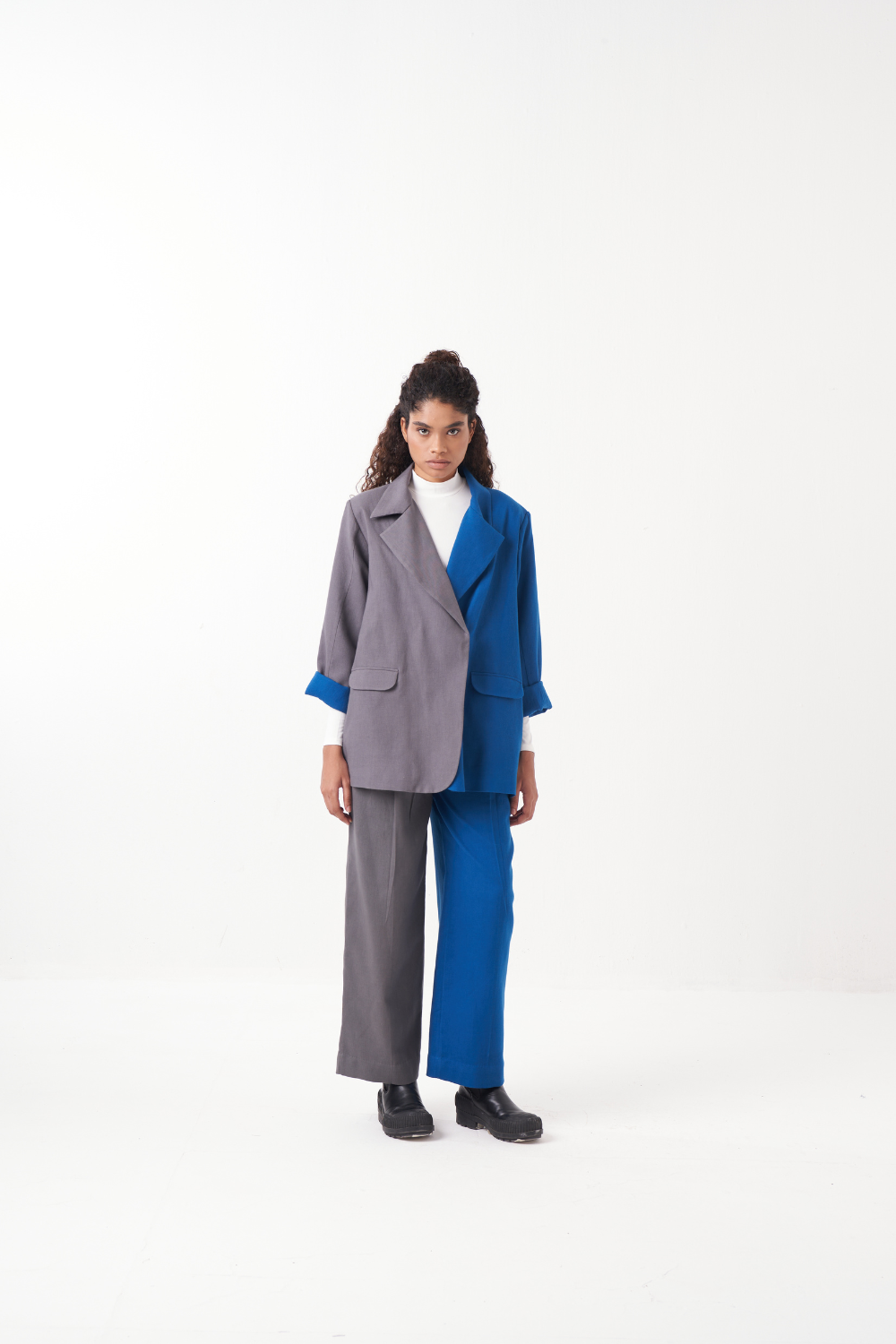 TWO TONE PANT-ELECTRIC BLUE & GREY