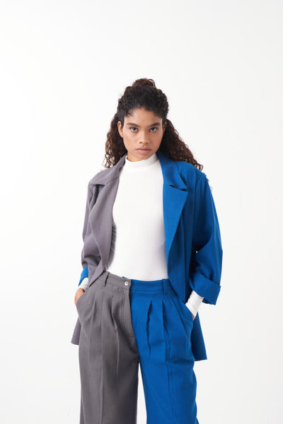 TWO TONE JACKET CO-ORD (SET OF 2)-ELECTRIC BLUE/GREY