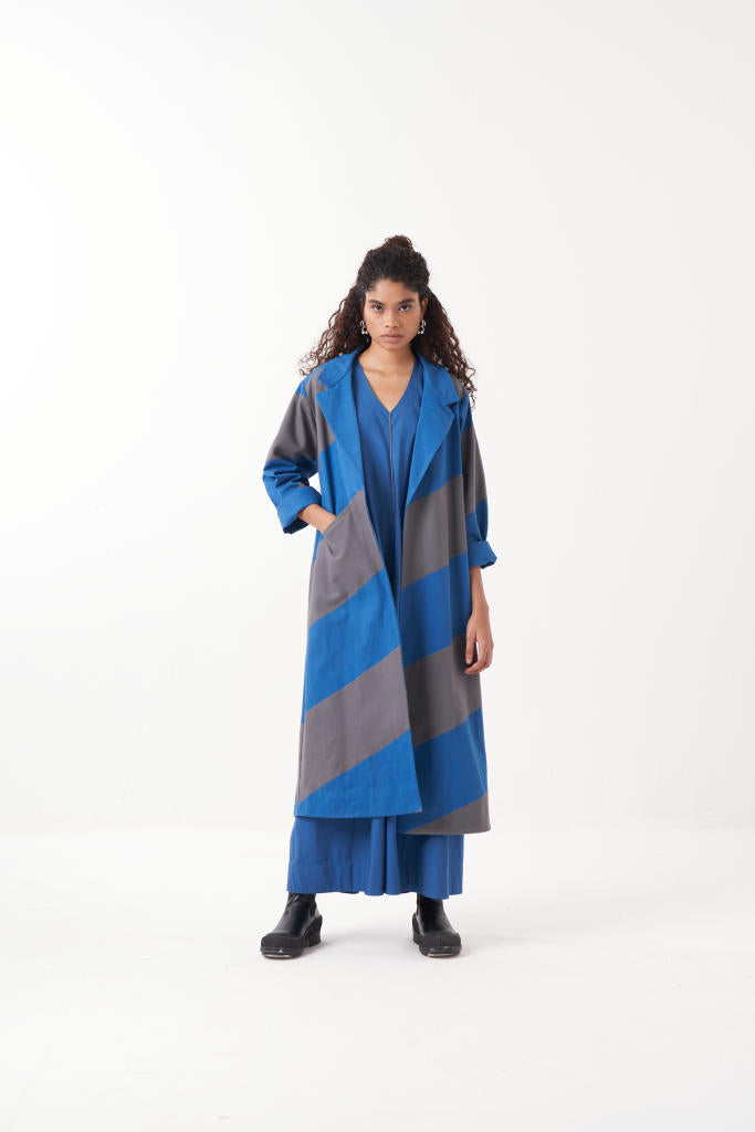SQUARE ARMHOLE DRESS-ELECTRIC BLUE poplin by THREE in blue color for women Worldwide