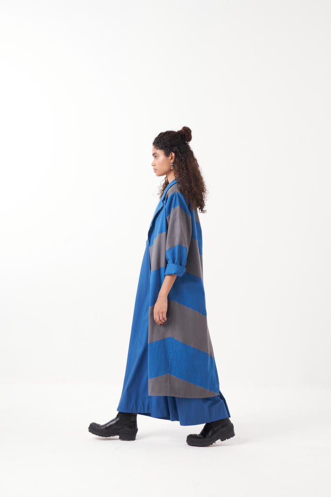 SQUARE ARMHOLE DRESS-ELECTRIC BLUE poplin by THREE in blue color for women Worldwide