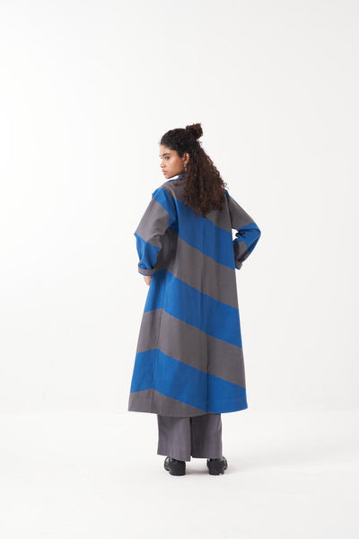 DIAGONAL APPLIQUE JACKET-ELECTRIC BLUE GREY