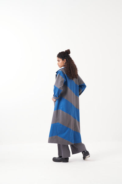 DIAGONAL APPLIQUE JACKET-ELECTRIC BLUE GREY