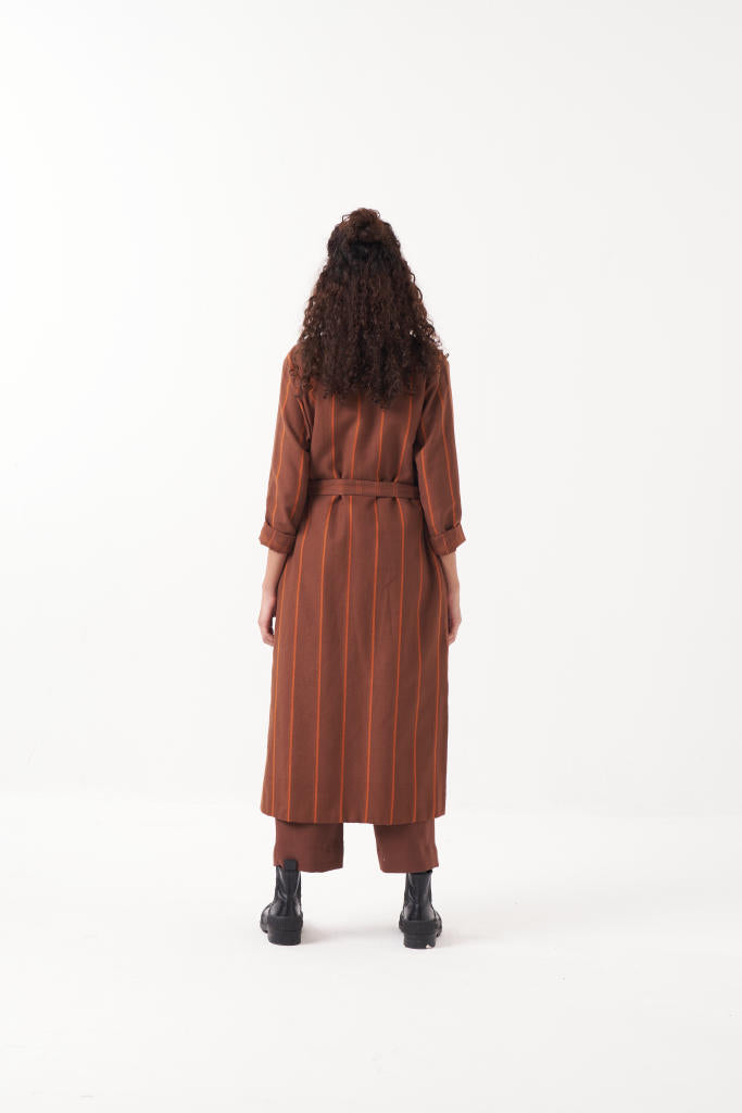 REVERSIBLE OVERLAY CO-ORD (SET OF 3)-CHOCOLATE BROWN by THREE in brown color for women Worldwide