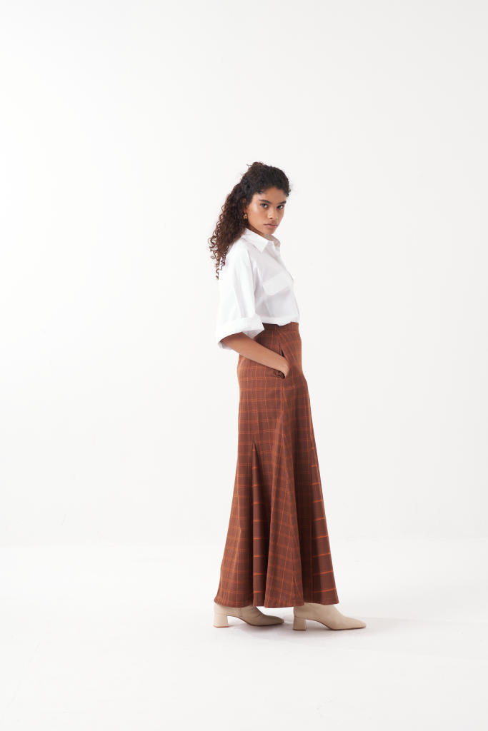 ANTI FIT SHIRT CO-ORD (SET OF 2)-CHOCOLATE BROWN & WHITE by THREE in brown color for women Worldwide