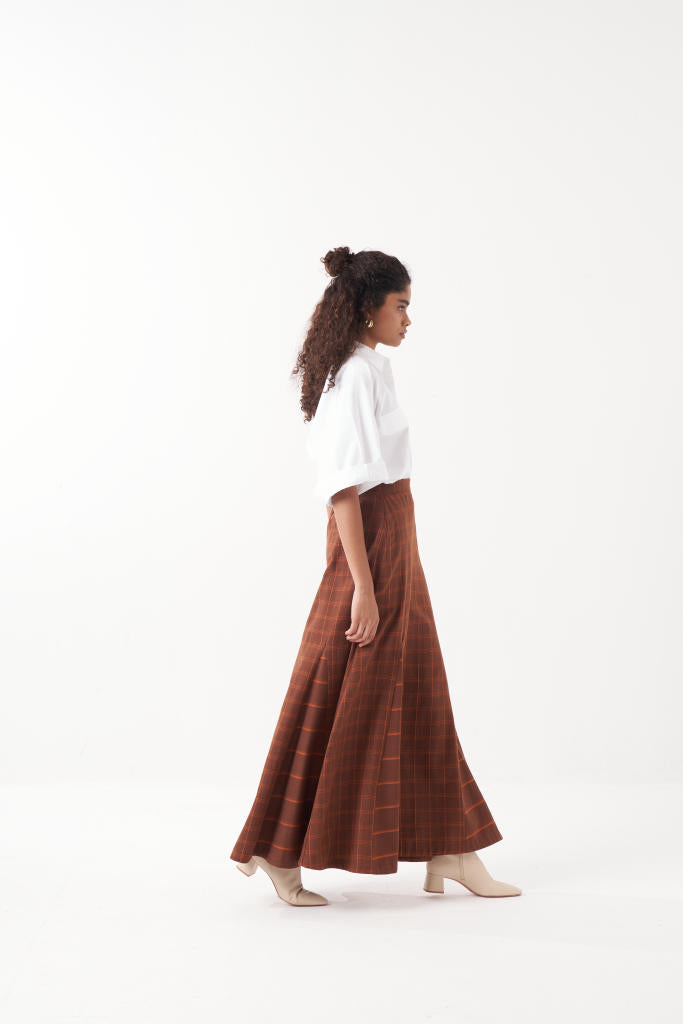 ANTI FIT SHIRT CO-ORD (SET OF 2)-CHOCOLATE BROWN & WHITE by THREE in brown color for women Worldwide