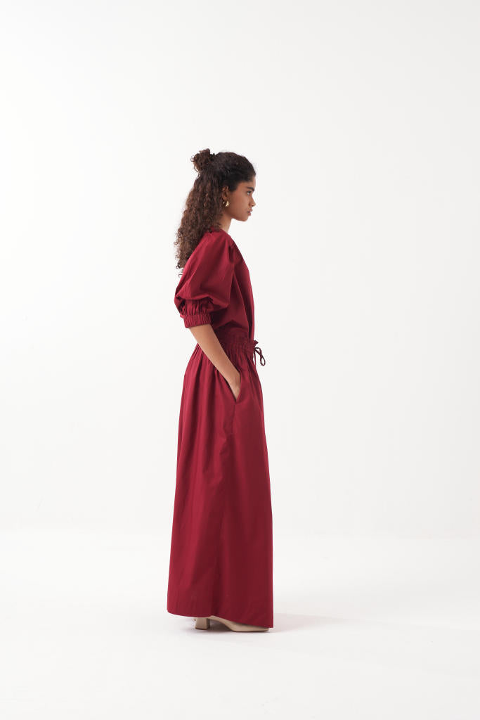 PLEATED SLEEVE TOP-MADDER poplin by THREE for women Worldwide