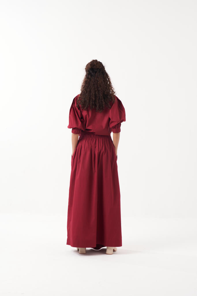 PLEATED SLEEVE TOP-MADDER poplin by THREE for women Worldwide