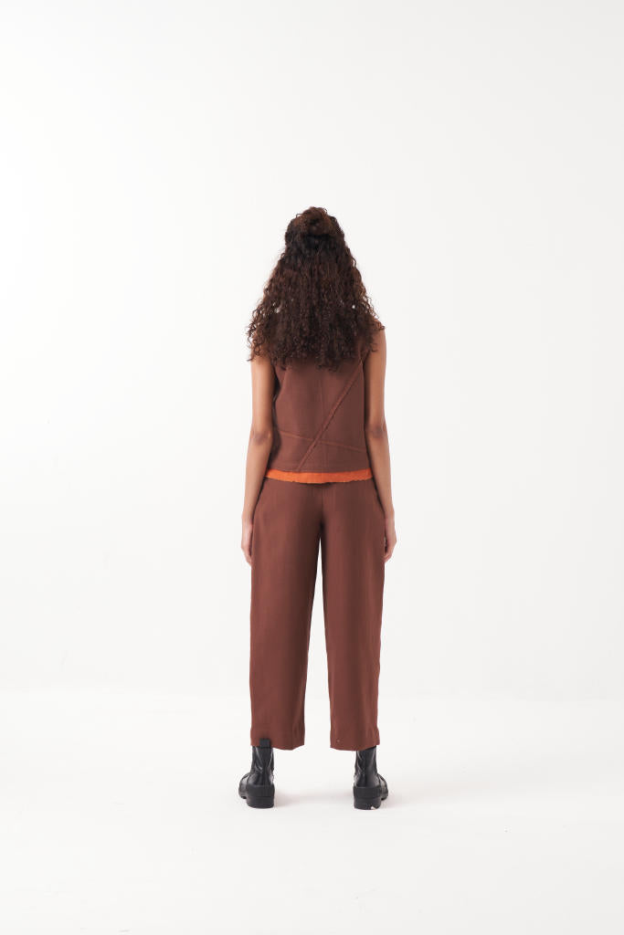 V NECK TOP-CHOCOLATE BROWN by THREE in brown color for women Worldwide