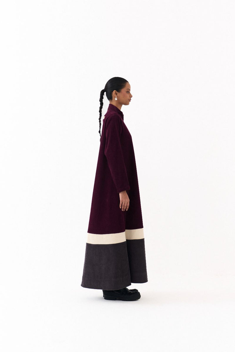 TURTLE NECK DRESS-WINE corduroy by THREE for women Worldwide