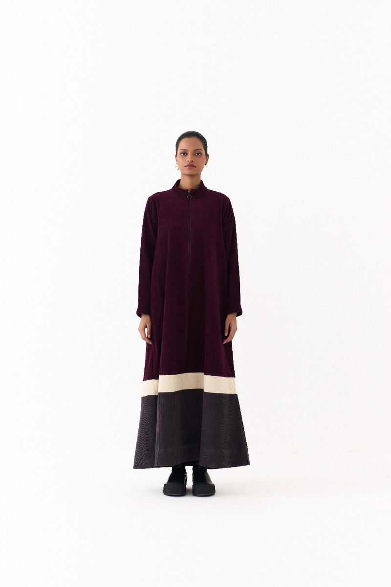 TURTLE NECK DRESS-WINE corduroy by THREE for women Worldwide