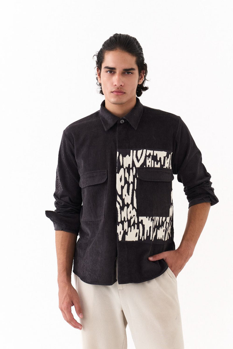 EMB. PATCH SHIRT-GREY