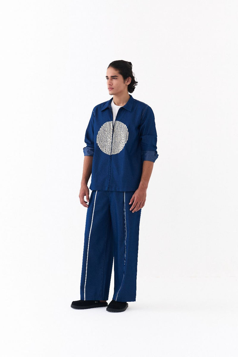 CIRCLE EMB. SHACKET-DENIM BLUE