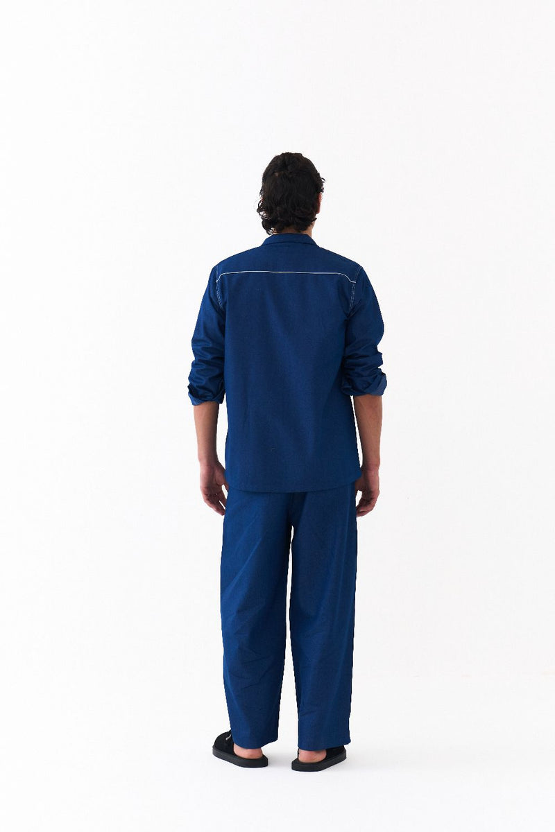 CIRCLE EMB. SHACKET CO-ORD-DENIM BLUE