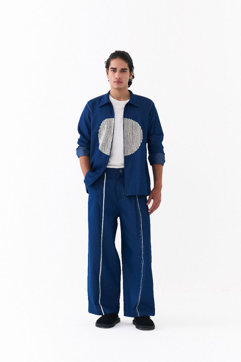 CIRCLE EMB. SHACKET-DENIM BLUE