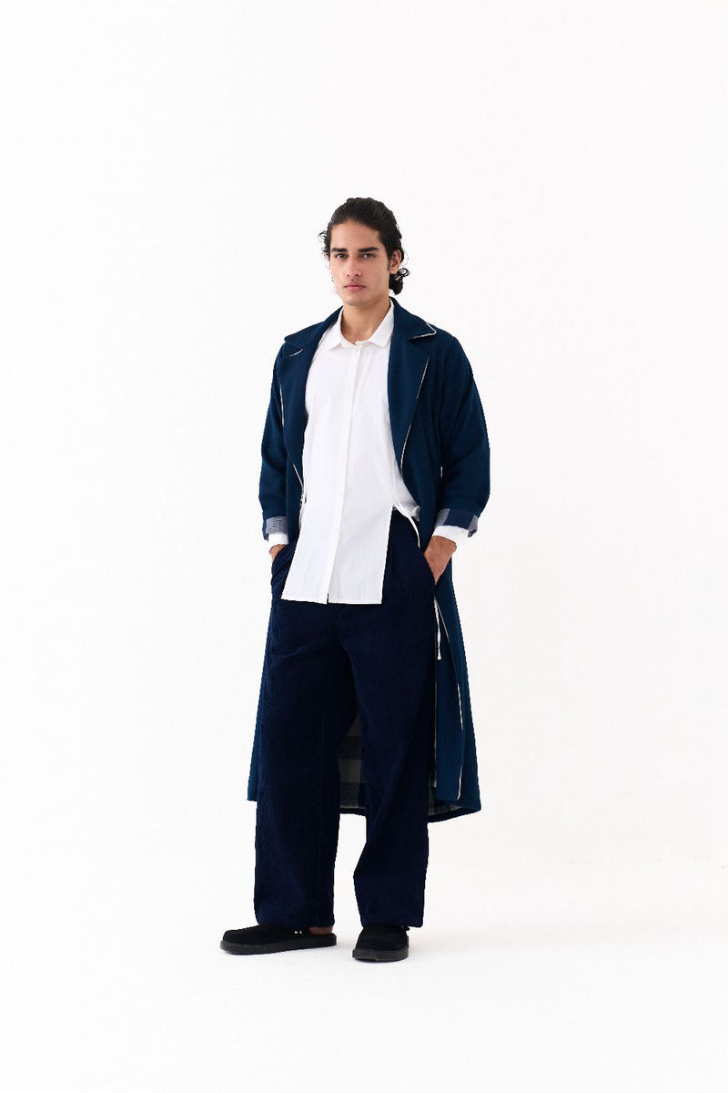 NOTCH COLLAR OVERLAY CO-ORD (SET OF 3)-NAVY
