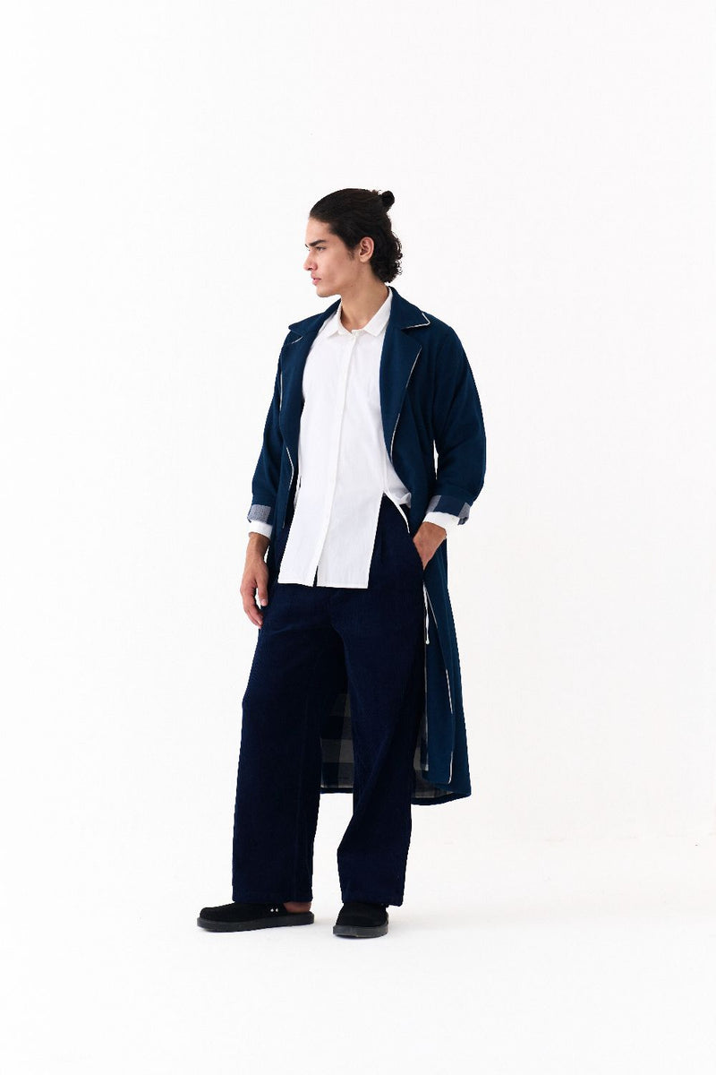 NOTCH COLLAR OVERLAY CO-ORD (SET OF 3)-NAVY
