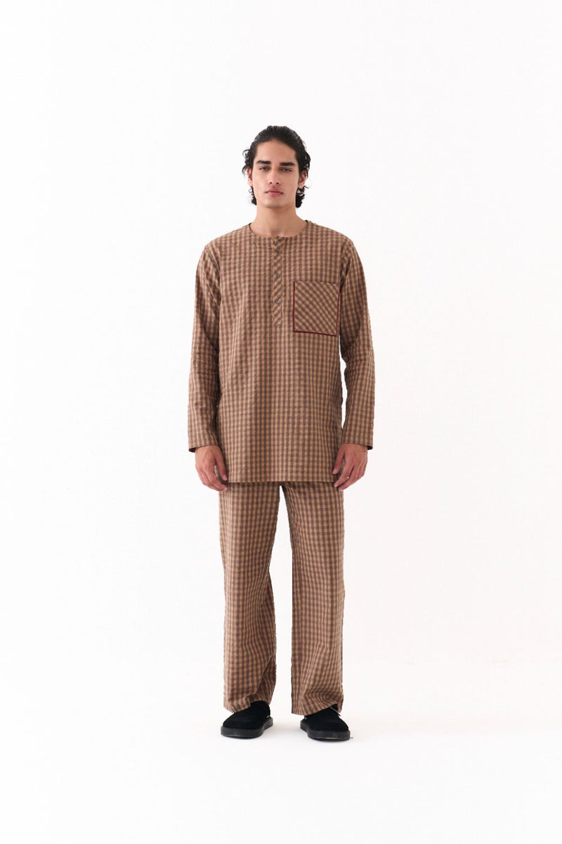 PLACKET KURTA CO-ORD-DENIM BLUE
