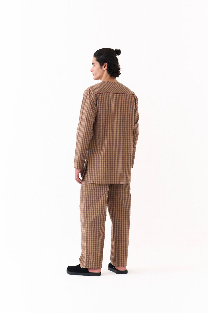 PLACKET KURTA CO-ORD-DENIM BLUE