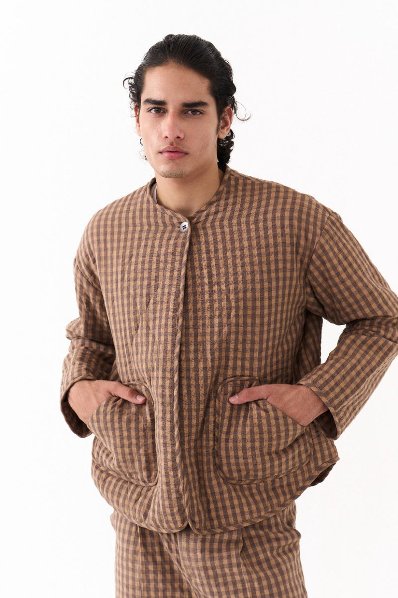 QUILTED BOMBER JACKET CO-ORD-DENIM BLUE