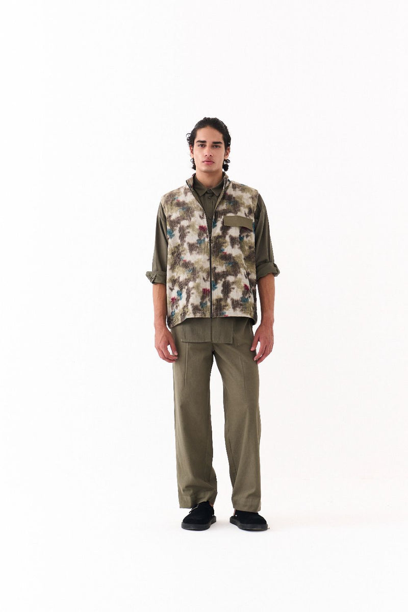 SLEEVELESS BOMBER JACKET-MULTI-COLOUR