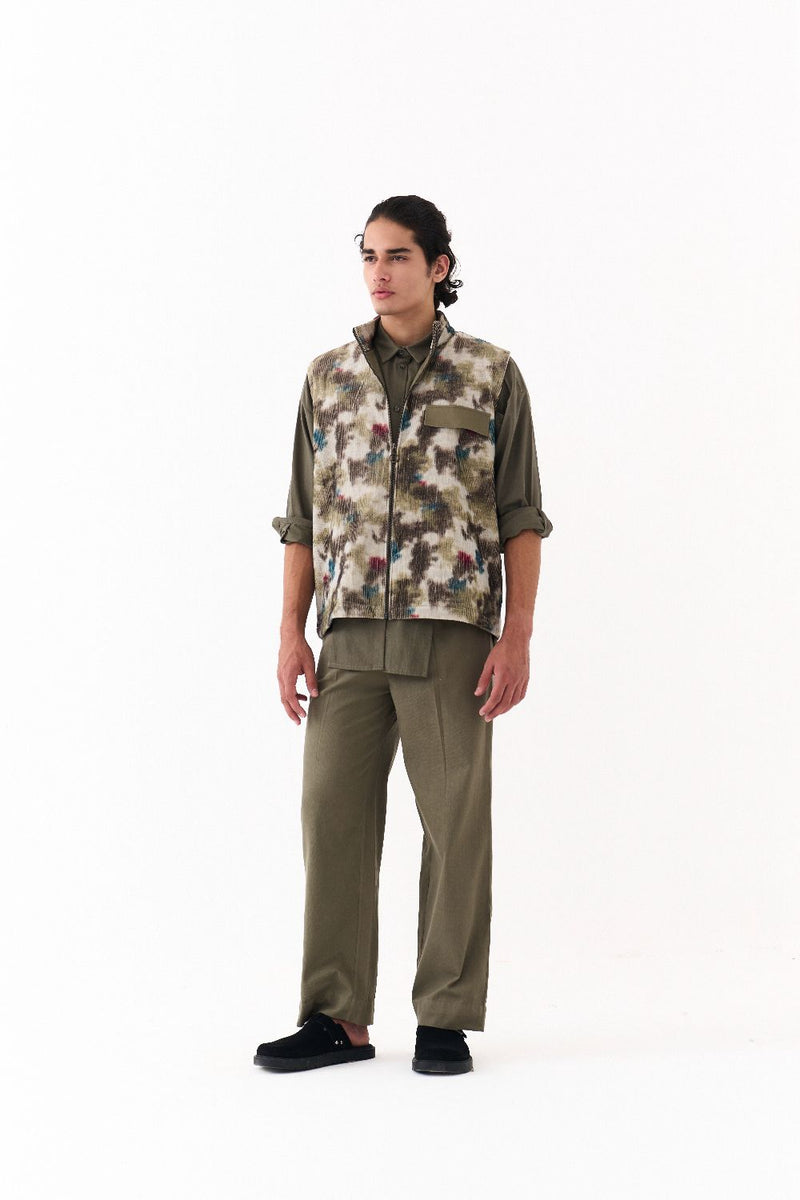 MULTI PANEL SHIRT-OLIVE