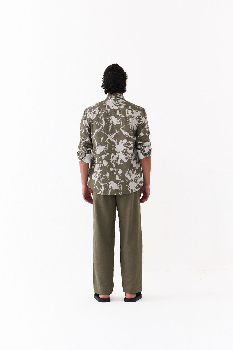 FRONT PLEAT BOTTOM-OLIVE