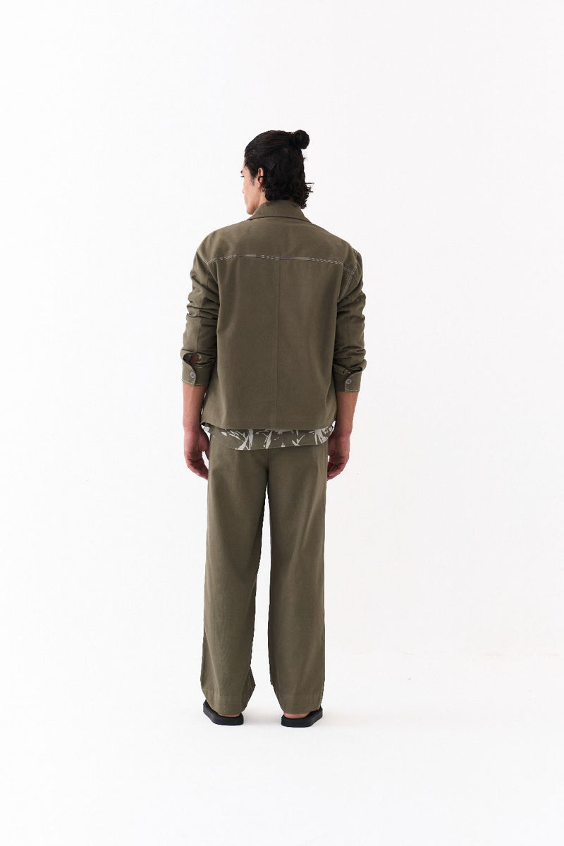 UNISEX JACKET CO-ORD (SETOF 3)-OLIVE FLORAL
