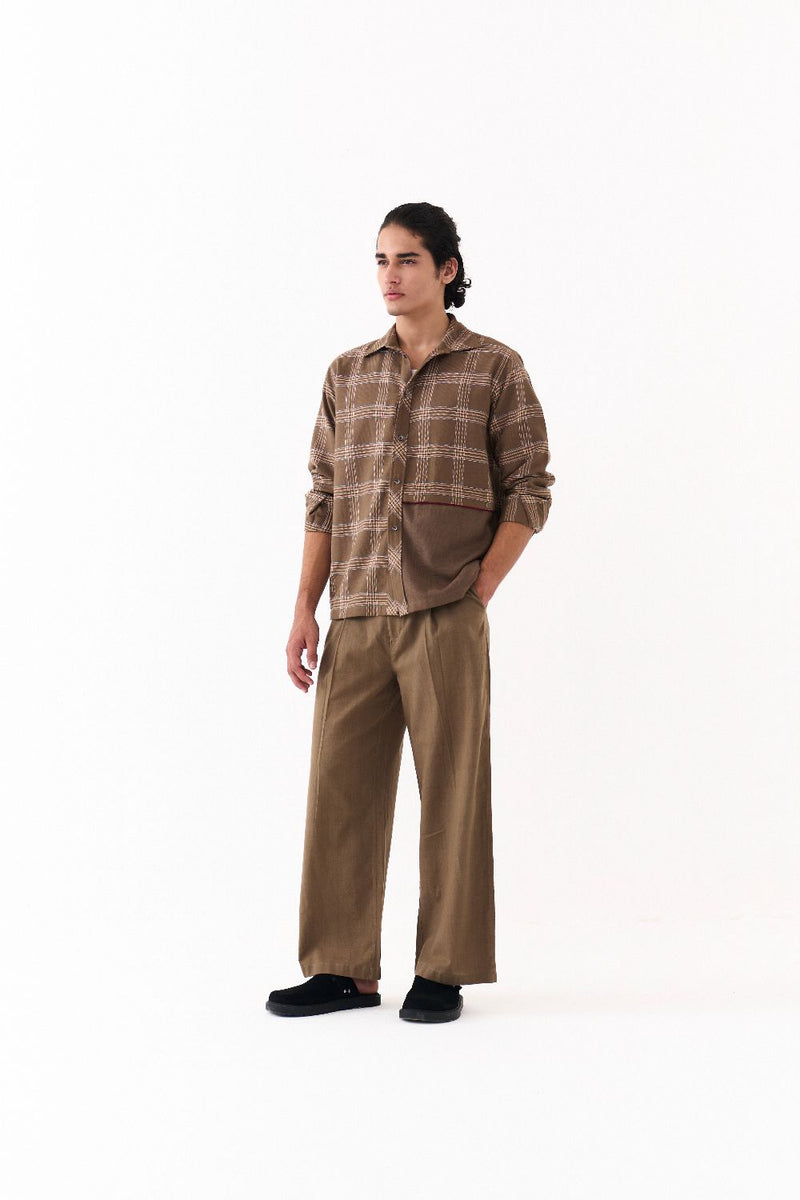SOLID PANEL SHIRT CO-ORD-DENIM BLUE
